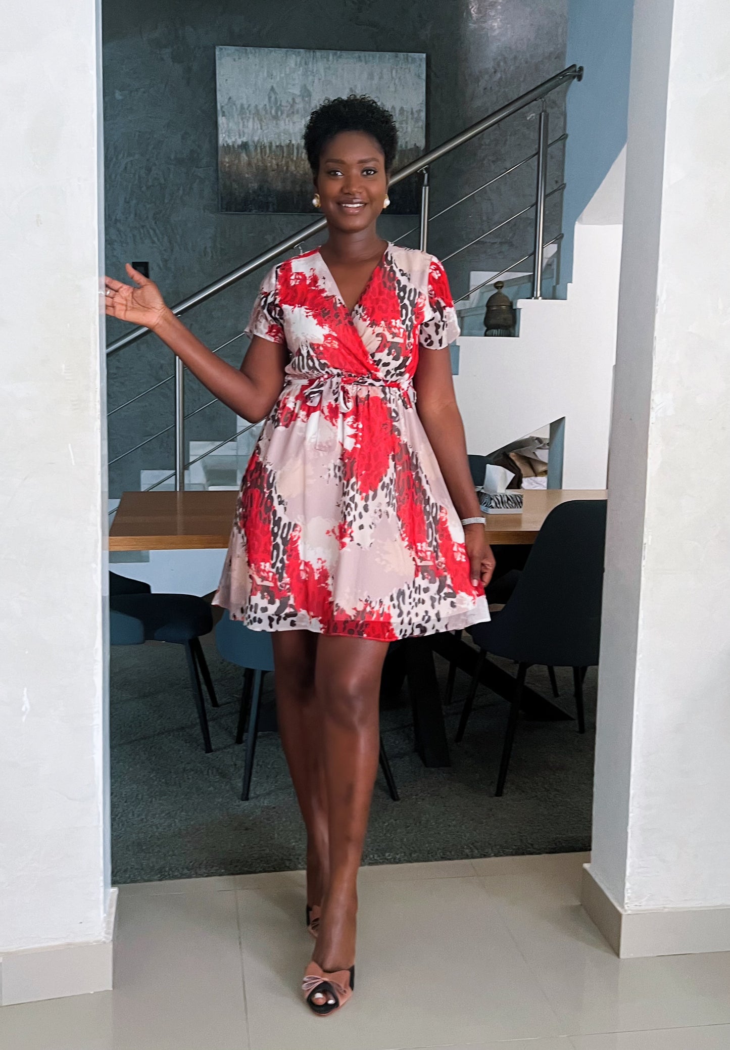 Red floral dress