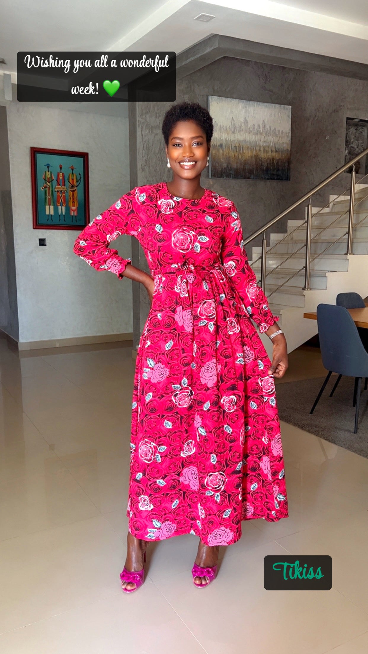 Pink floral stretch Dress