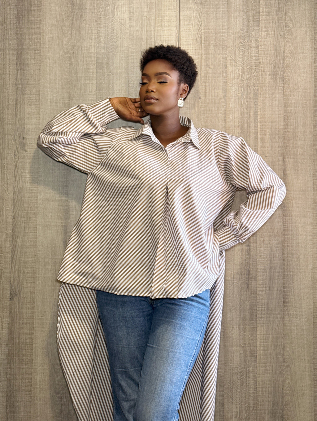 High low shirt Brown